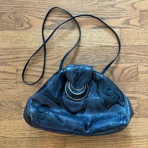 Vintage Sharif Blue Patchwork Leather Crossbody/Clutch
